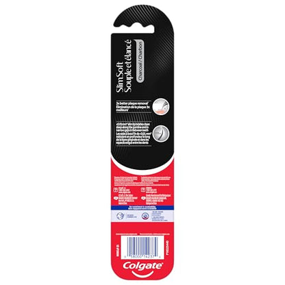 Colgate Slim Soft Charcoal Toothbrush, Ultra Soft, 2 Pack