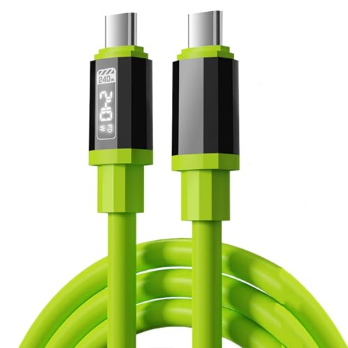 USB C Cable, 240W 4.92FT 6A Fast Charging USB C Charger Cable with LED Display, Zinc Alloy Silicone USB C to USB C Cable for iPhone 16/Pro/Plus/Pro Max, MacBook, iPad Pro, Galaxy S24/S23