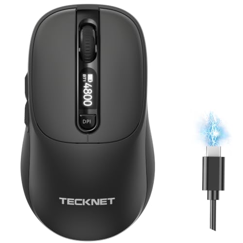 TECKNET Wireless Mouse with LED Display,Tri-Mode Bluetooth Mouse for Laptop