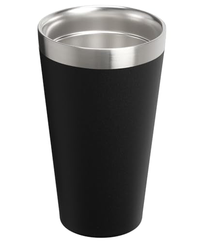 Stanley Adventure Stacking Beer Pint Glass 16oz | Stackable Drinking Cup for Cold Beverages | Dishwasher Safe | Insulated Stainless Steel Tumbler | BPA-Free | Black 2.0