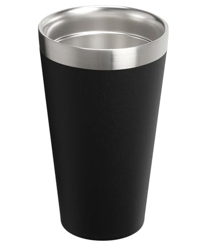 Stanley Adventure Stacking Beer Pint Glass 16oz | Stackable Drinking Cup for Cold Beverages | Dishwasher Safe | Insulated Stainless Steel Tumbler | BPA-Free | Black 2.0