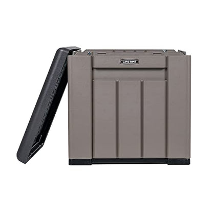 LIFETIME 25 Gallon Outdoor Storage Cube, Deckbox, Brown lid, Storage Box for Gardening Tools, Pool Supplies, Patio Furniture & More