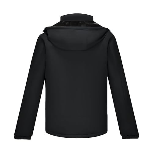 CAMEL Men's Winter Ski Jackets Waterproof Snow Coat with Hood Mountain Windproof Rain Jacket, Black, X-Large