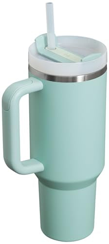 Stanley Quencher H2.0 Tumbler with Handle and Straw 40 oz Flowstate 3-Position Lid Cup Holder Compatible for Travel Insulated Stainless Steel Cup BPA-Free Seafoam