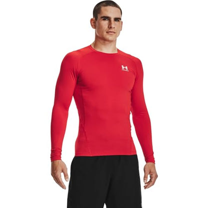 Under Armour Men's Armour HeatGear Compression Long-Sleeve T-Shirt , Red (600)/White, Large