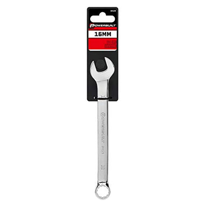 Powerbuilt 16mm Combination Wrench, Metric 12 Point Double Ended Box and Open End, 15 Degree Offset - 644120