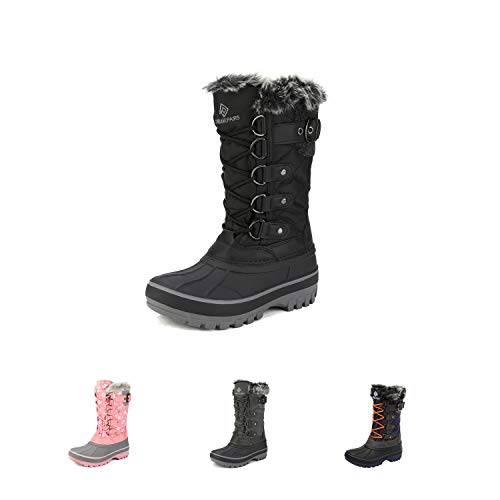 DREAM PAIRS Kids Waterproof Winter Snow Boots,Black,1 Little Kid