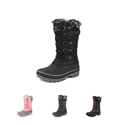 DREAM PAIRS Kids Waterproof Winter Snow Boots,Black,1 Little Kid