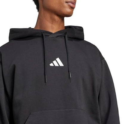 Adidas Men's Essentials Feel Cozy Fleece Hoodie, Black/White, Medium