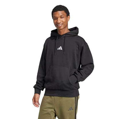 Adidas Men's Essentials Feel Cozy Fleece Hoodie, Black/White, Medium