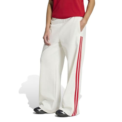 adidas Women's House of Tiro Wide Leg Pants, Off White/White/Team Collegiate Red, Small