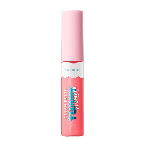 COVERGIRL Clean Fresh Yummy Gloss, 840 Be Chill My Heart, Plumper Gloss, Glassy Shine, Vegan Formula, Volumizing Lip Plumper, Cooling, Easy to Apply, Minty Flavor