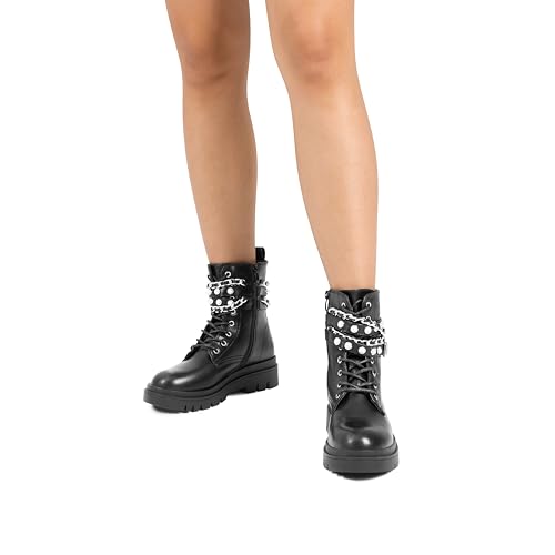 DREAM PAIRS Women's Combat Goth Ankle Boots Booties,Black,11