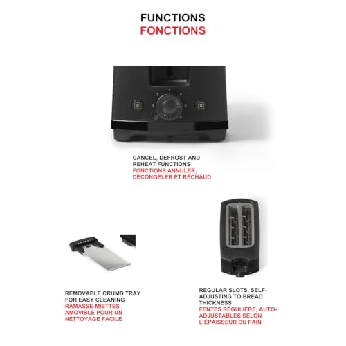 Starfrit Alston 2-Slice Toaster, 700W, 6 Browning Levels, Matte Black