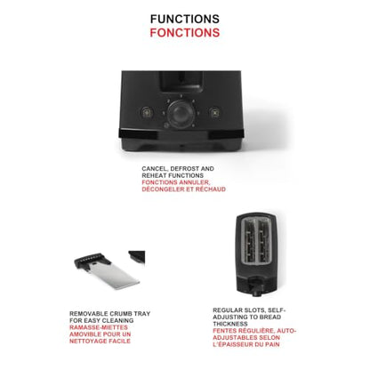 Starfrit Alston 2-Slice Toaster, 700W, 6 Browning Levels, Matte Black