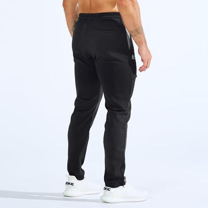 BROKIG Mens Gym Joggers Sweatpants Jogging Track Pants(Black,L)