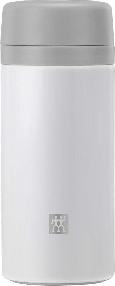 ZWILLING Thermo Vacuum Insulated Thermo Beverage Flask, Reusable Water Bottle 420 ml, Stainless Steel/White-Grey