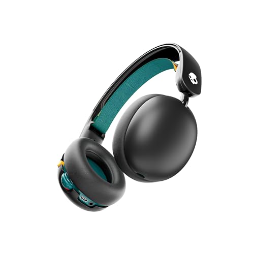 Skullcandy Grom Wireless Over-Ear Volume-Limiting Audio Headphones - Black | Designed for Kids 6+, 45 Hours Battery, Backup 3.5mm AUX Cable Included with Built-In Microphone, Comfortable Fit for Travel