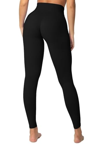 Sunzel Sunzfly Invisible Butt Scrunch Workout Leggings for Women, Butt Lifting High Waisted Gym Yoga Pants with Tummy Control 25" Black Large