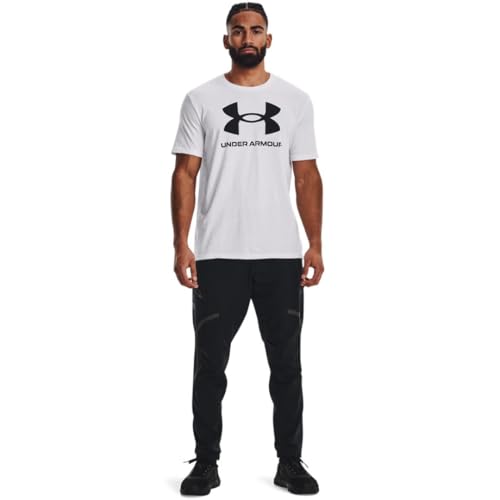 Under Armour Men's Sportstyle Logo Short Sleeve T Shirt, (100) White / / Black, Large