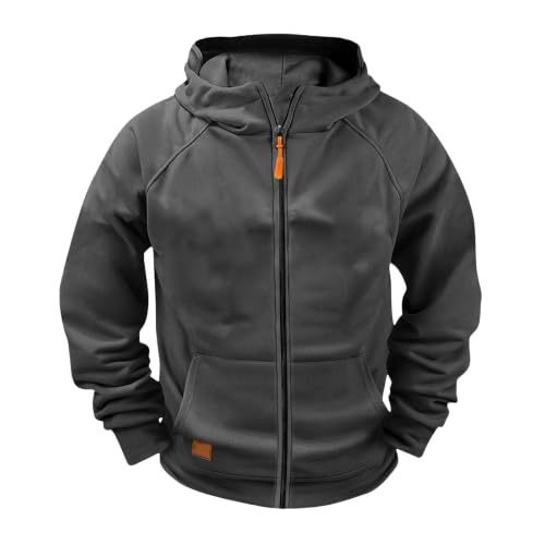 Boys Hoodies Zip Up Fall Jackets Fleece Lined Hooded Sweatshirts Dark Gray