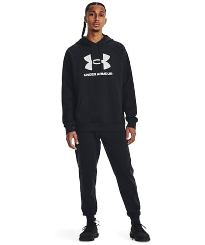Under Armour Men's Rival Fleece Logo Hoodie, (001) Black / / White, Large