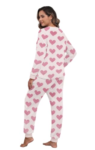 PrinStory Flannel Pjs for Women Soft Fleece Night Wear for Winter