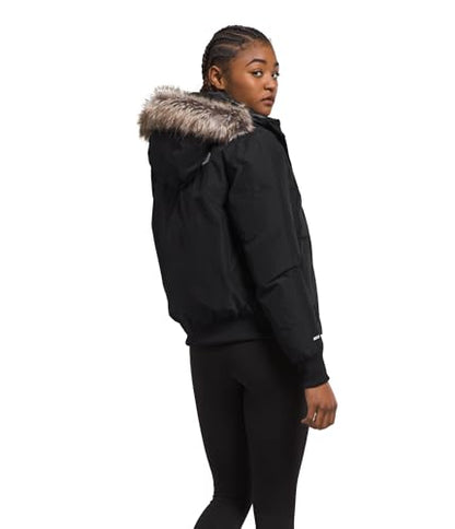 THE NORTH FACE Women's Arctic Bomber, TNF Black-NPF, Medium | Down Insulated Jacket, Waterproof Shell, Adjustable Hood with Faux-Fur Lined Trim