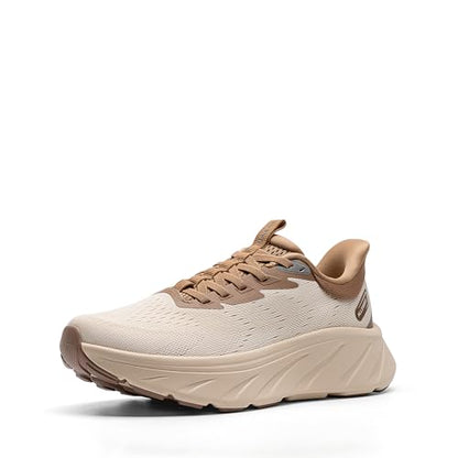 ALLSWIFIT Women's Slip On Stability Running Walking Shoe,Beige/Khaki,8