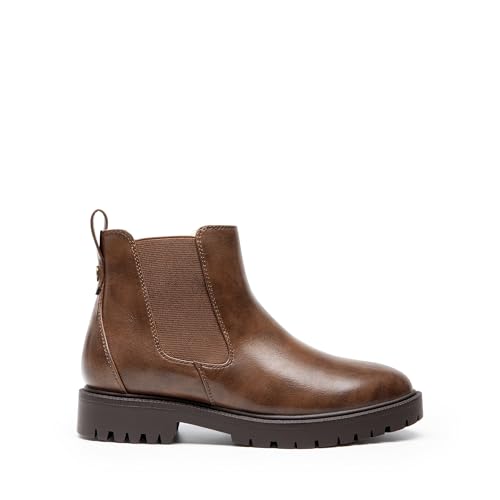 DREAM PAIRS Women's Chelsea Ankle Boots Winter Booties,Brown,7