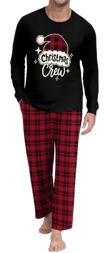 PrinStory Mens Soft Pajama Set Long Sleeve Sleepwear Loungewear S-2XL | Lightweight Pj Sets