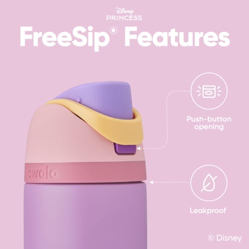 Owala Disney Princess FreeSip Insulated Stainless Steel Water Bottle with Straw for Sports and Travel, BPA-Free Sports Water Bottle, 24 oz, Rapunzel