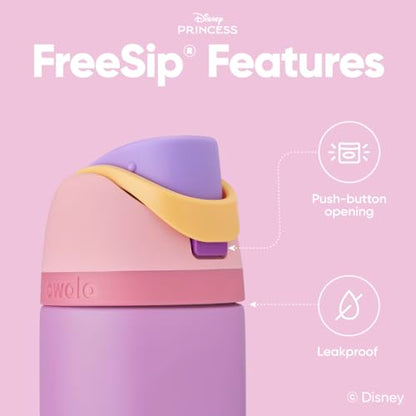 Owala Disney Princess FreeSip Insulated Stainless Steel Water Bottle with Straw for Sports and Travel, BPA-Free Sports Water Bottle, 24 oz, Rapunzel