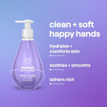 Method Liquid Hand Soap, Biodegradable Formula with Gel Soap Dispenser Made of 100% Recycled Plastic, French Lavender Scent, 354 ml Soap Pump Bottles, 6 Pack