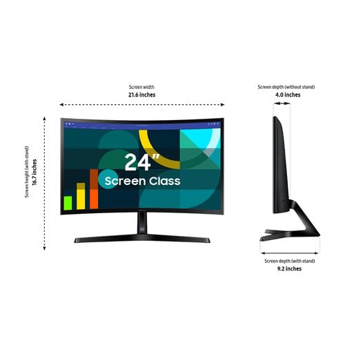 Samsung 24-inch FHD Black Curved Screen Monitor with 100 Hz Refresh Rate, Game Mode, Eye Saver Mode - (LS24D368GANXZA) [Canada Version]