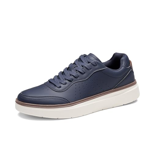 Bruno Marc Men's Leather Sneakers Casual Skate Shoes,Dark Blue,9