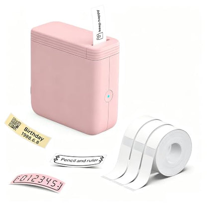 FLEXYVA P24 Label Maker Machine with Tape, Label Printer with 3 Tapes, Pink