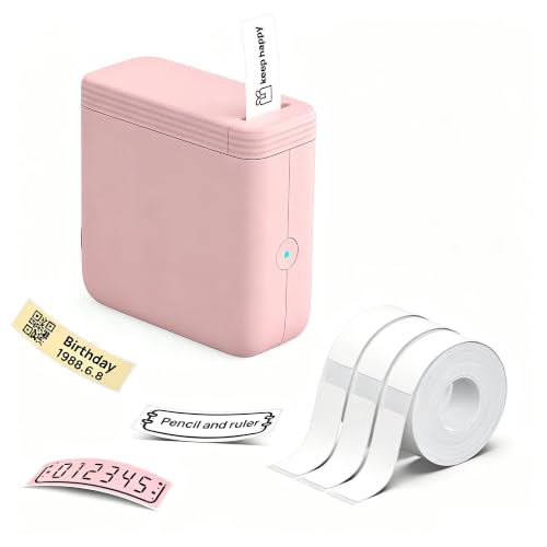 FLEXYVA P24 Label Maker Machine with Tape, Label Printer with 3 Tapes, Pink