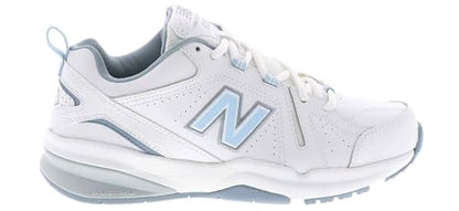 New Balance Women's 608 V5 Casual Comfort Cross Trainer, White/Light Blue, 9 M US