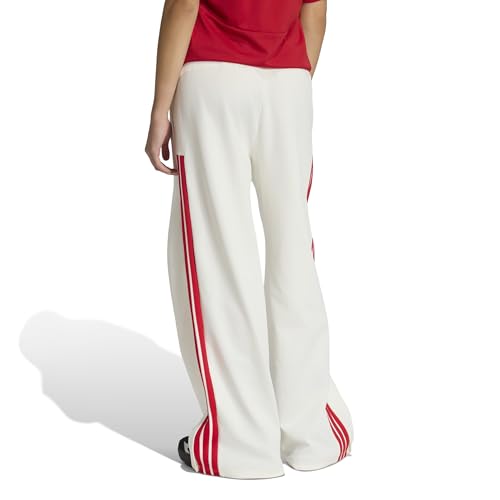adidas Women's House of Tiro Wide Leg Pants, Off White/White/Team Collegiate Red, Small