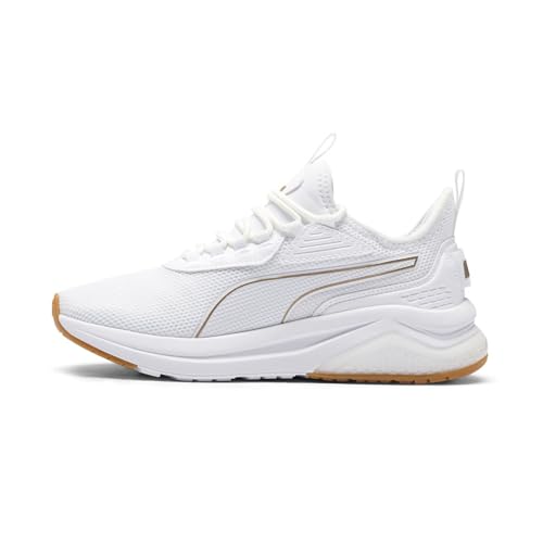 Puma Women's Amplifier Sneaker, White-Gold, 9