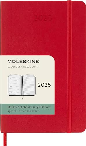 Moleskine Classic 12 Month 2025 Weekly Planner, Soft Cover, Pocket (3.5" x 5.5"), Scarlet Red, 144 pages