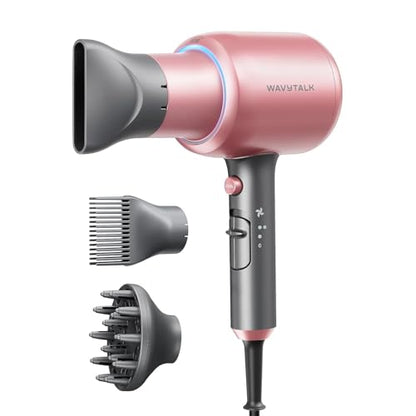 Wavytalk Hair Dryer with Diffuser, Blown Away Ionic Blow Dryer | 1875W Fast Drying, 3 Attachments for All Hair Types, Ceramic Technology, Compact Design, Lightweight and Quiet