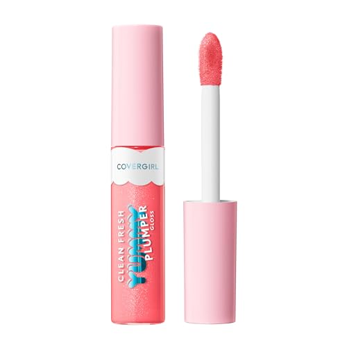 COVERGIRL Clean Fresh Yummy Gloss, 840 Be Chill My Heart, Plumper Gloss, Glassy Shine, Vegan Formula, Volumizing Lip Plumper, Cooling, Easy to Apply, Minty Flavor