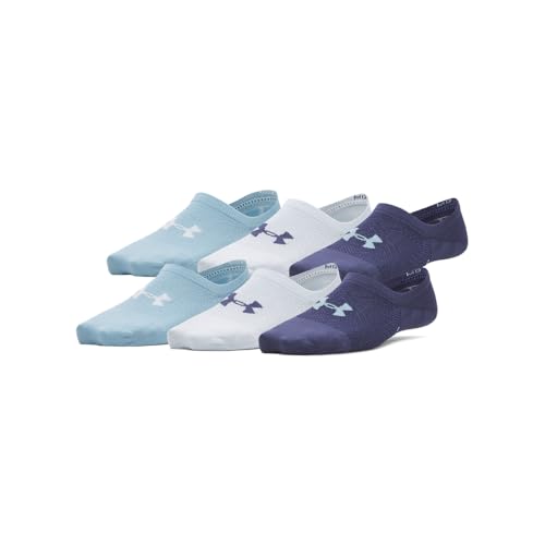 Under Armour Women's Breathe Lite Liner Socks 6 Pack, (403) Washed Navy/Washed Navy/Blue Smoke