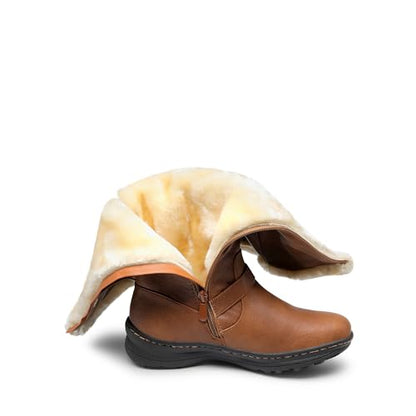 DREAM PAIRS Women Knee High Fully Fur Lined Boots,Camel/Pu,9