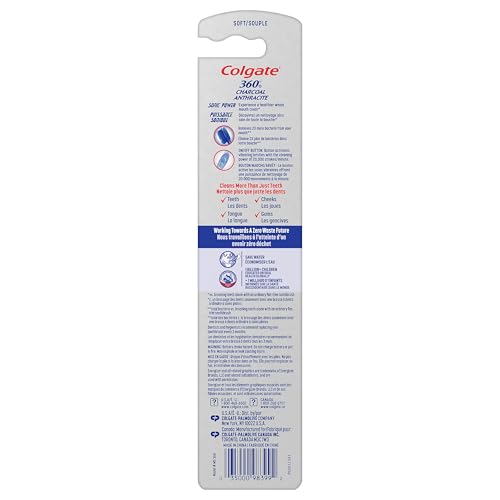 Colgate 360 Charcoal Sonic Powered Vibrating Toothbrush - Extra Soft Circular Bristle for Adults, Ideal for Gentle Cleaning, 1 Count