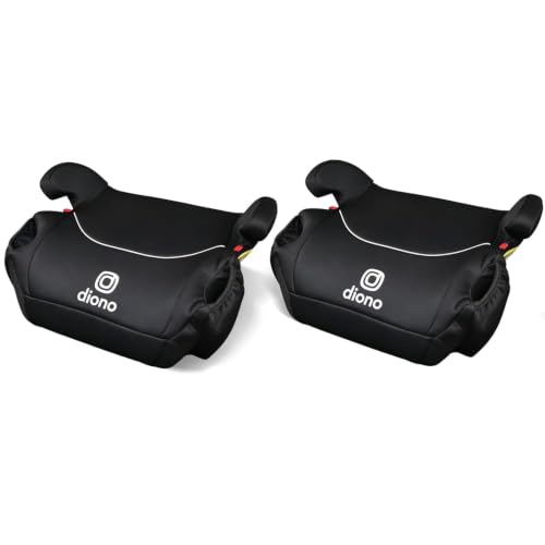 Diono Solana 2022, No Latch, Pack of 2 Backless Booster Car Seats, Lightweight, Machine Washable Covers, Cup Holders, Black Charcoal