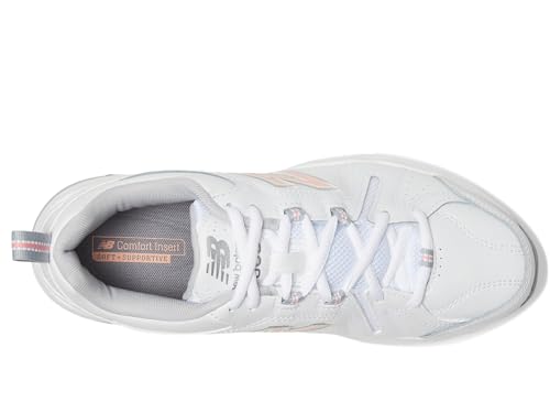 New Balance Women's 608 V5 Casual Comfort Cross Trainer, White/Pink, 8.5 M