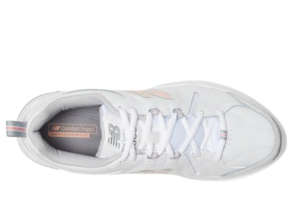 New Balance Women's 608 V5 Casual Comfort Cross Trainer, White/Pink, 8.5 M